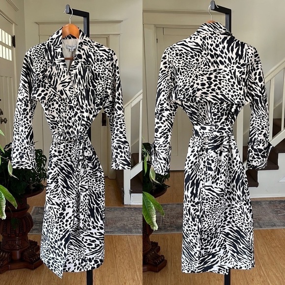 Sergio Hudson x Target Strong Shoulder Trench Coat in Animal Print NWT Small - Picture 2 of 14